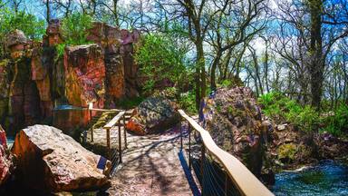 Winnewissa Falls at Pipestone National Monument Site, Sacred Place for American Indians at Pipestone Creek in Minnesota, USA
