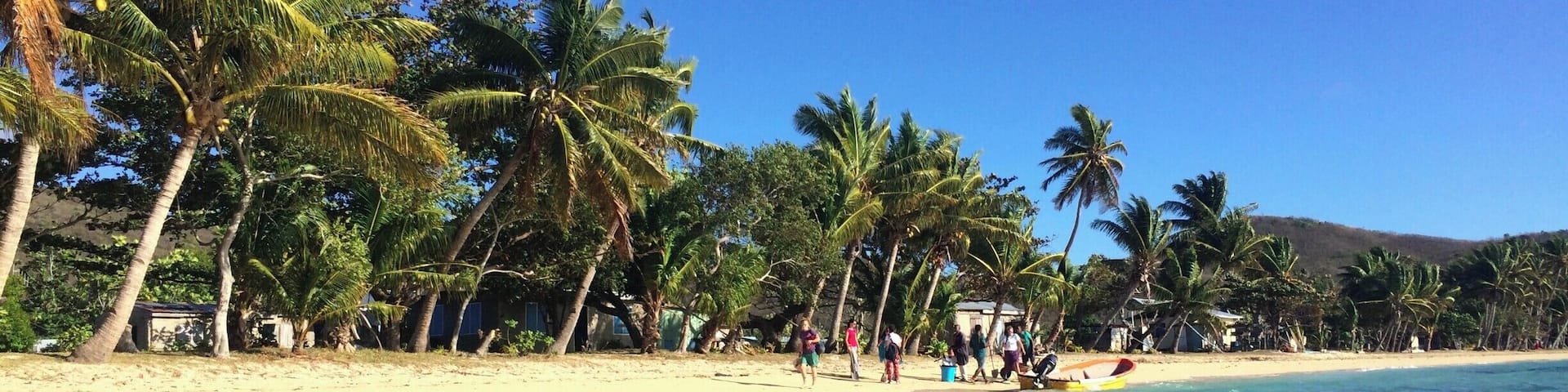 It's not easy to get to, but paradise can be found on the island of Somosomo in Fiji. It's incredible how much the tide goes out. Now the tide is high, but when it's out you can walk almost a mile out from the island. #BeachBound