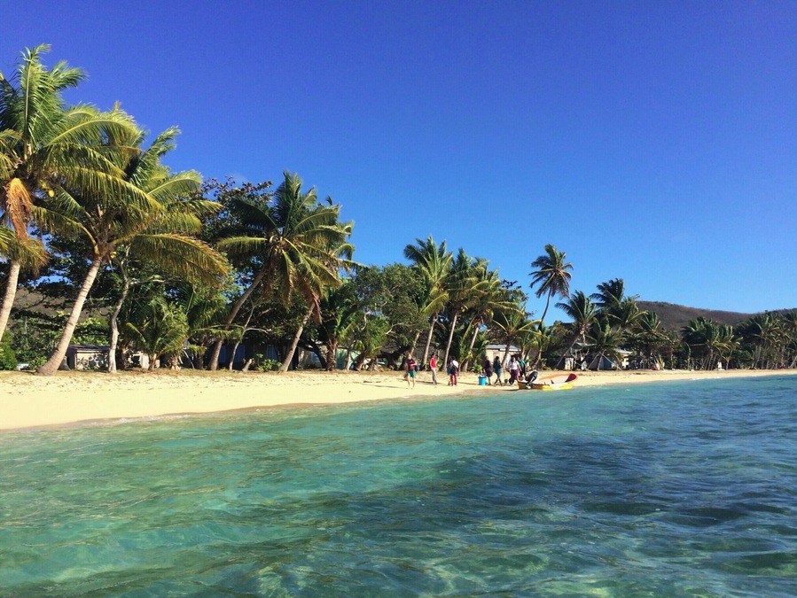 It's not easy to get to, but paradise can be found on the island of Somosomo in Fiji. It's incredible how much the tide goes out. Now the tide is high, but when it's out you can walk almost a mile out from the island. #BeachBound