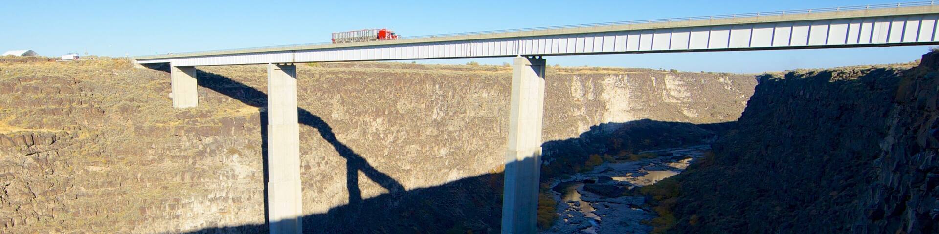 Twin Falls showing a bridge and a river or creek