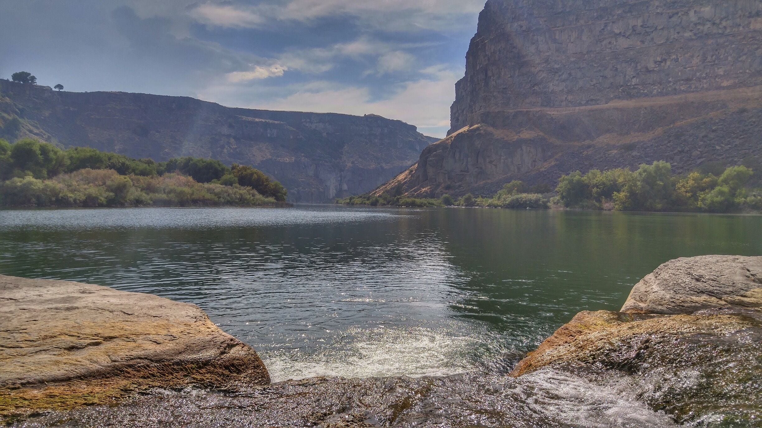 Over Pillar Falls looking back to the Snake River where you Canoe or Kayak in. Beautiful! 