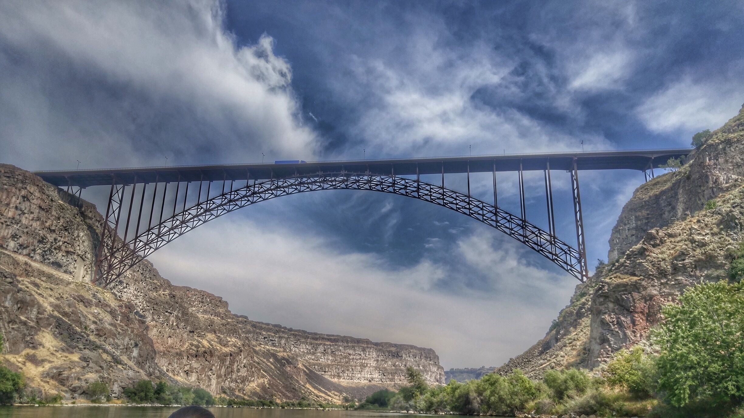 One of my favorite bridges anywhere. This is a view form the Perrine Bridge in Twin Falls, ID. Daily you can see base jumpers walking to the middle of the bridge, climb on the side and jump off to land safely below, all while you canoe underneath on the Snake River. There is even a walkway that covers the whole length of the bridge with beautiful views as long as you’re not afraid of heights! 