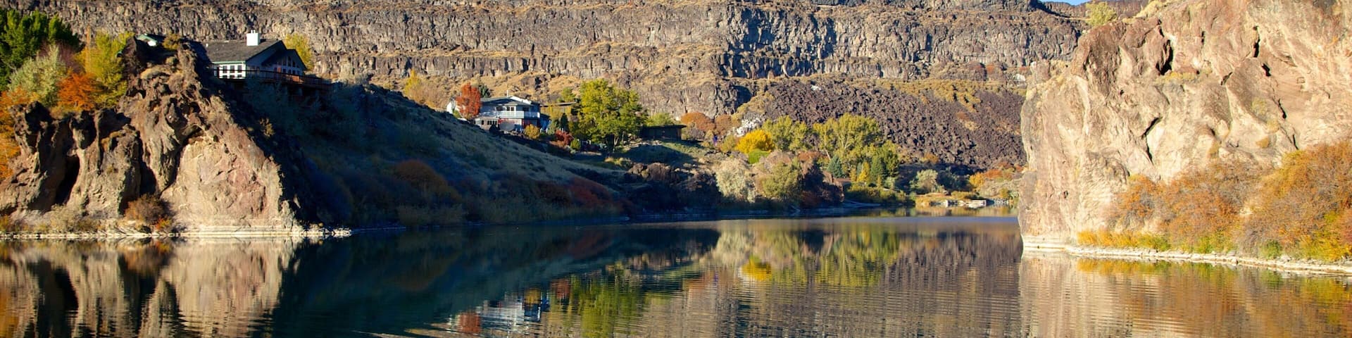 Twin Falls featuring a river or creek, a gorge or canyon and landscape views