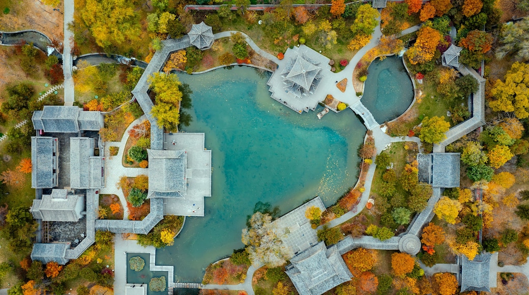High-definition Aerial Footage of Jin Memorial Temple Park and Jin Memorial Temple Museum in Taiyuan, Shanxi, China