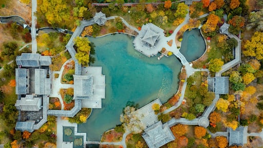 High-definition Aerial Footage of Jin Memorial Temple Park and Jin Memorial Temple Museum in Taiyuan, Shanxi, China