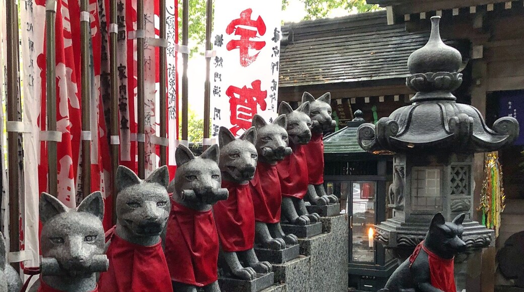 Spirit Fox statues at the shrine.