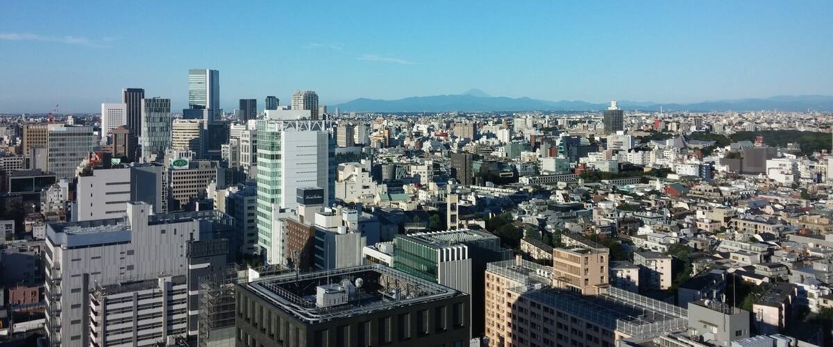 There it is the Fuji mountain and you may see the snow at the peak when the season is getting colder