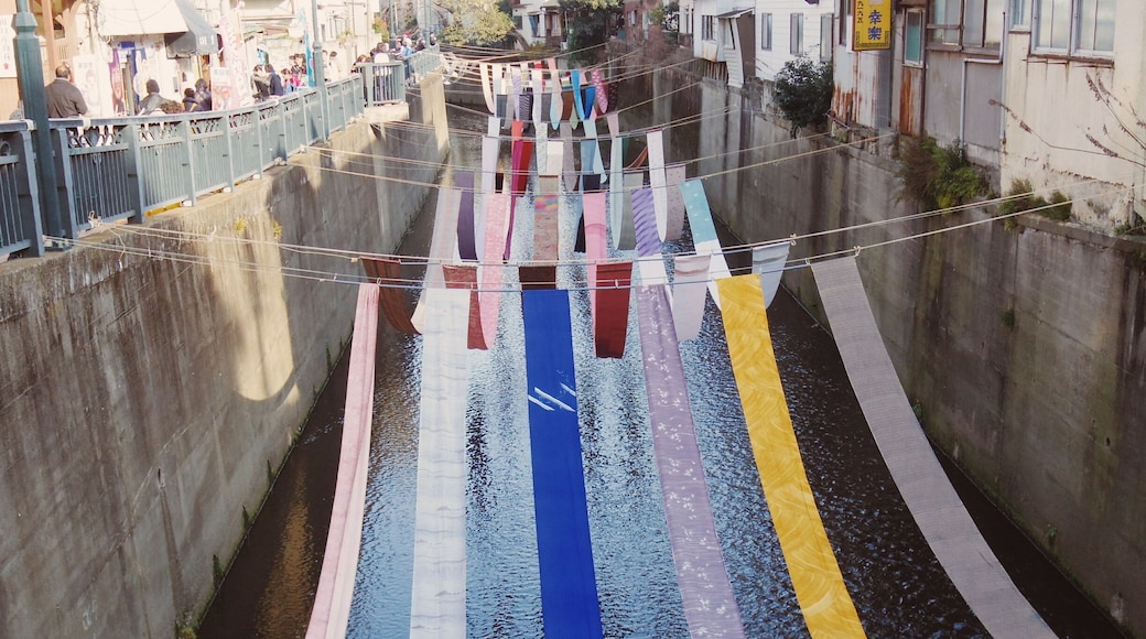 Some No Komichi (染の小道) is an event that showcases the art of traditionally dyed fabric, which was one of Shinjuku's largest industries in the early 1900s. There are still several small factories in the area that keep this tradition alive.
During the event, Myoshoji River turns into a gallery with colorfully dyed fabric flowing in the wind. The shops in the surrounding area of Ochiai and Nakai also participate by hanging beautiful curtains called "noren," made from dyed fabric, in front of their doors and windows.
*Many people come to this event wearing kimonos. There's also a kimono rental shop here, if you want to wear one for a day as well.
*Some No Komichi is held in Nakai (Shinjuku-ward, Tokyo) every year in late February.
*More photos here: http://goo.gl/6y98JP