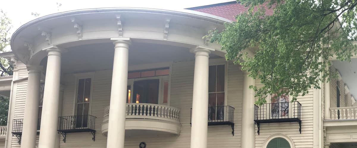 A beautiful old home in a charming park in central Tyler. The architecture and furnishings of the home are all original since it was owned by the Goodman-LeGrand family. In spite of the recent storms, the azaleas on the property were still stunning.