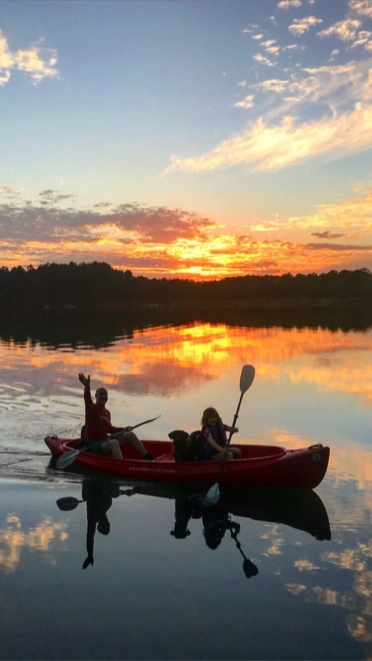 the sunset flows all over the lake. 