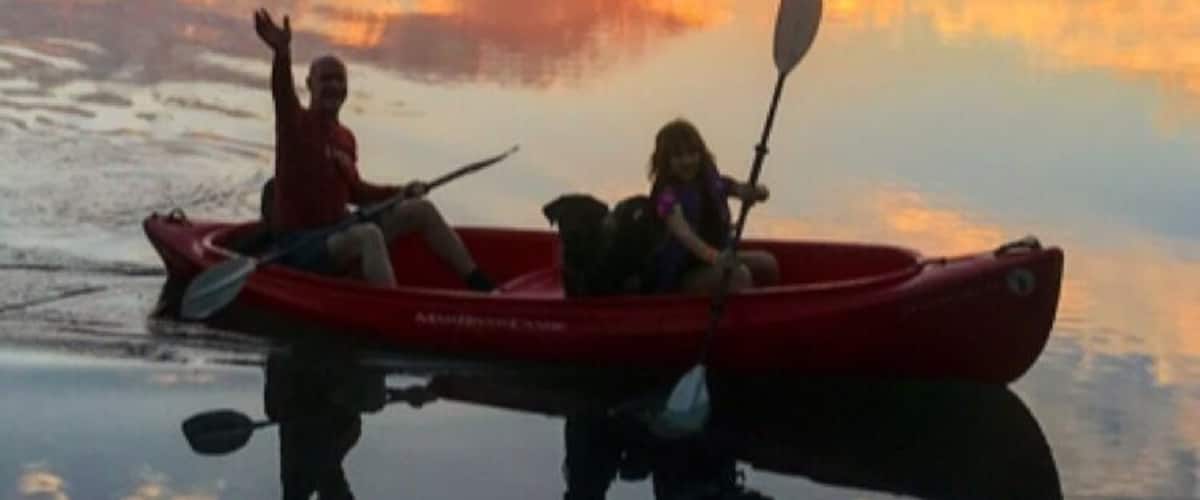 the sunset flows all over the lake.