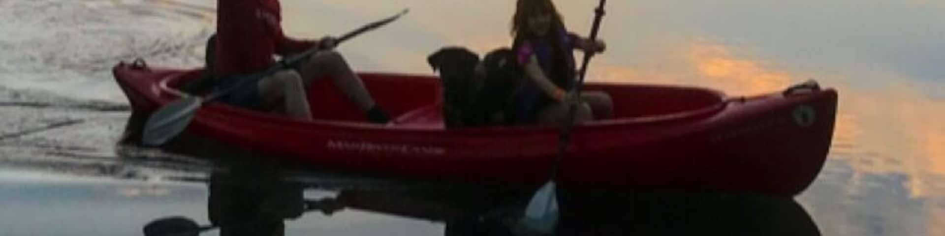 the sunset flows all over the lake.