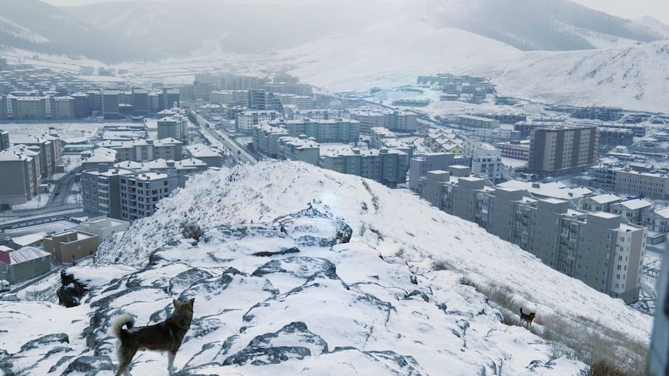 A view of a new suburb in UlaanBaatar taken from the Zaisan Memorial. Early Jan . Winter