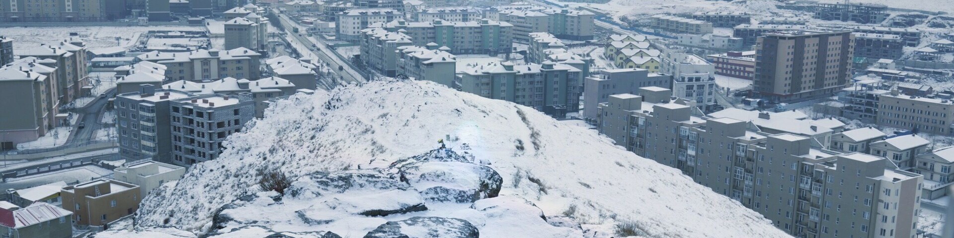 A view of a new suburb in UlaanBaatar taken from the Zaisan Memorial. Early Jan . Winter