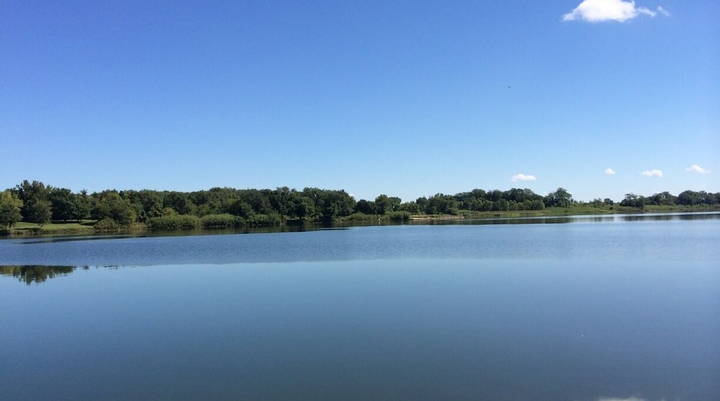 One of the many lakes within George Wyth State Park, popular for boating and fishing.
