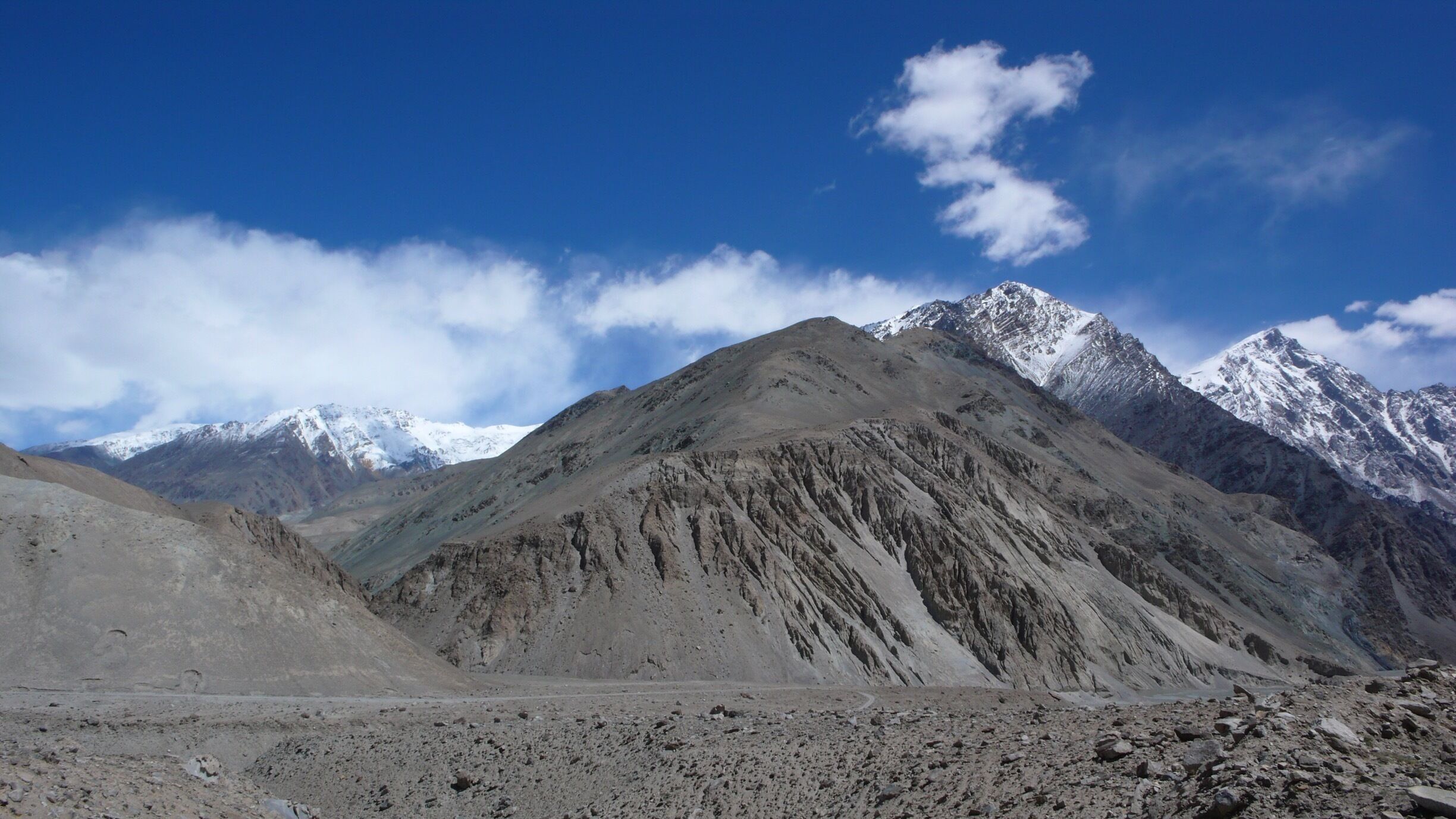 The vista is from Kashi (Kashgar) in Xinjiang Province to about 2 hours away from the border town of Pakistan. We were traveling on a day excursion and all we saw were countless snow peaked mountain tops and lakes. Very stark and raw and isolated from the rest of humanity. Excellent photo opportunities! 

#blue