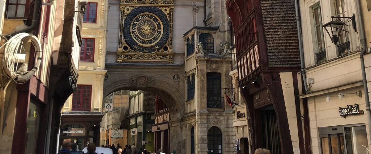 Beautiful clock and Bell Tower At Rouen France
