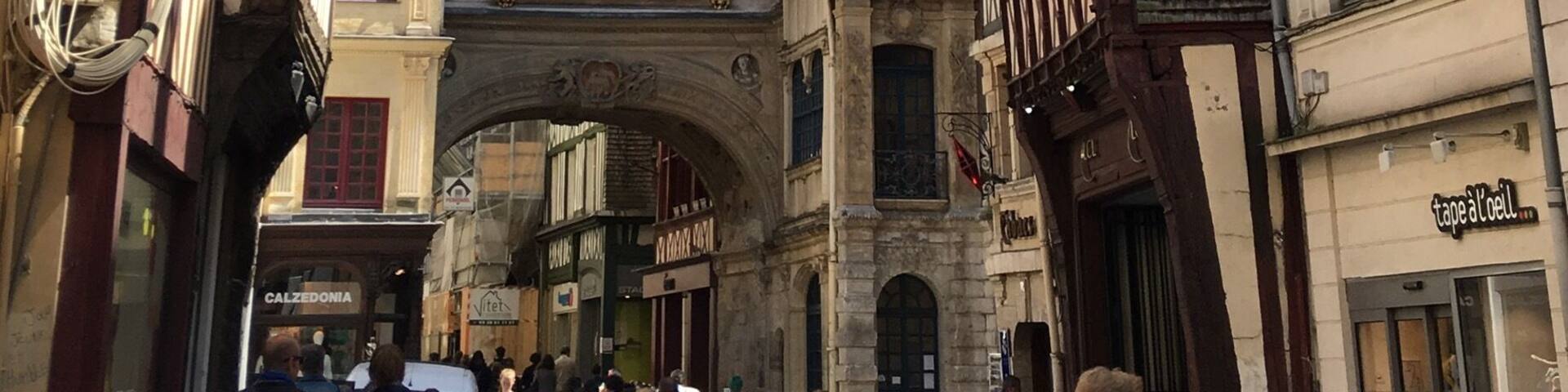 Beautiful clock and Bell Tower At Rouen France