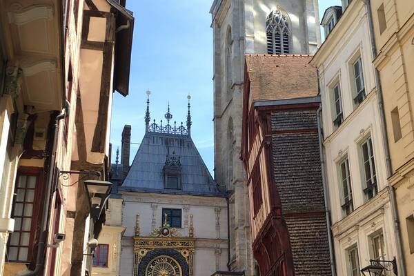 Beautiful clock and Bell Tower At Rouen France