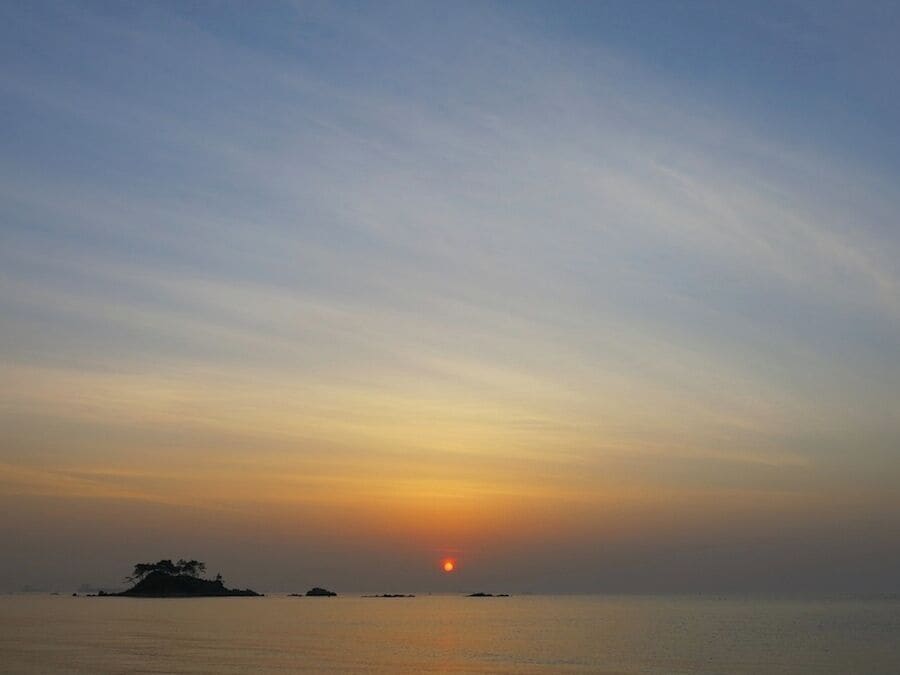 Sunrise over the sea in Jinha Beach- a must visit if you are near Ulsan, Korea