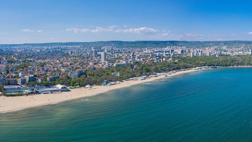 Aerial view of the central beach of the bulgarian town Varna