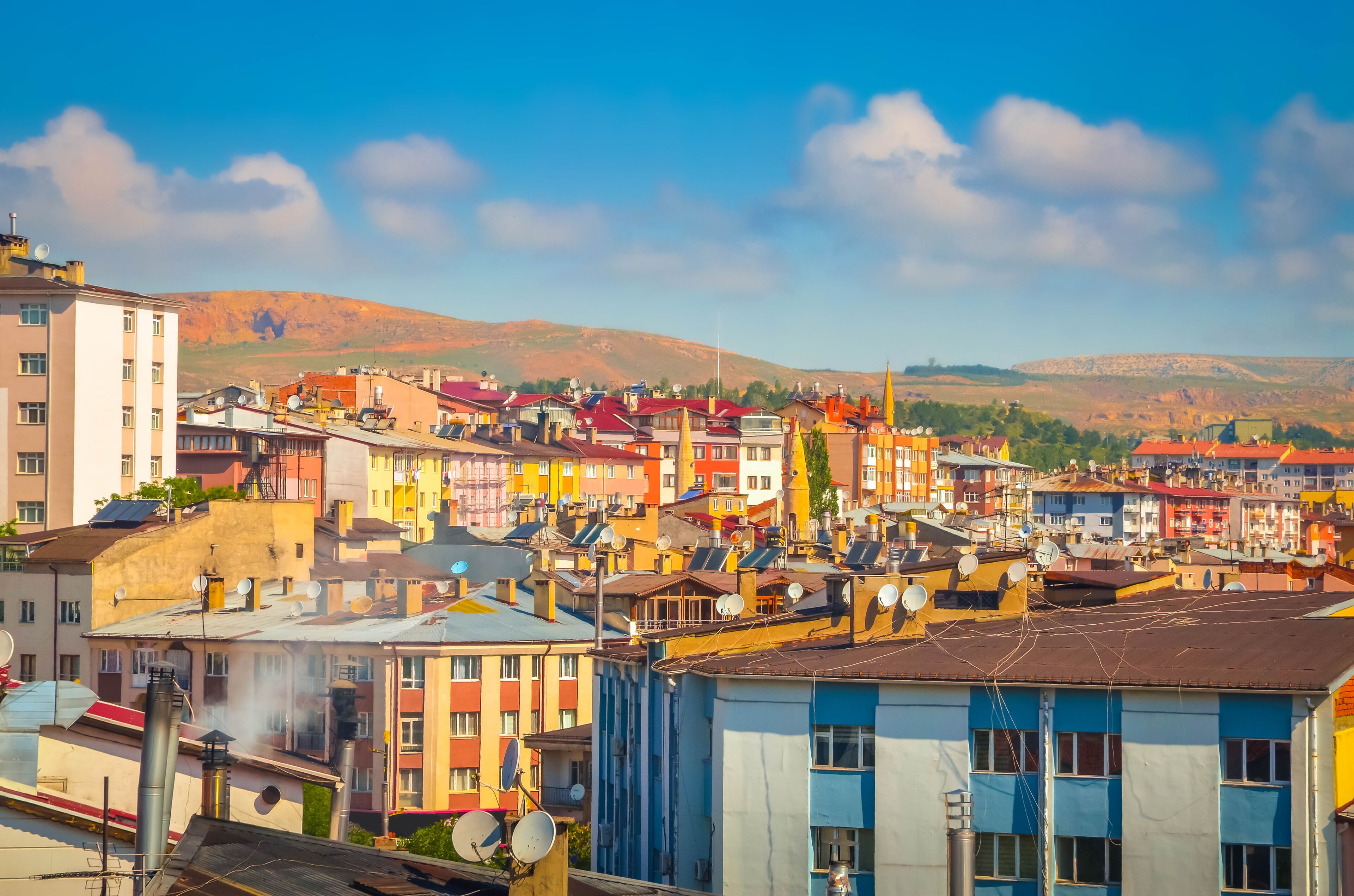Beautiful aerial view on city Sivas, Turkey