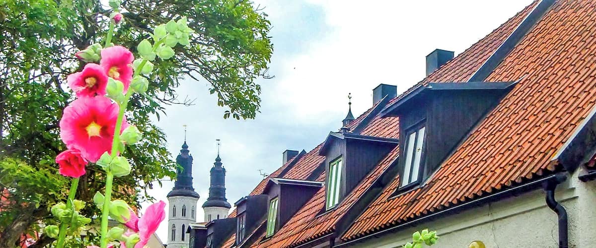 Wandering the colourful streets of Visby.