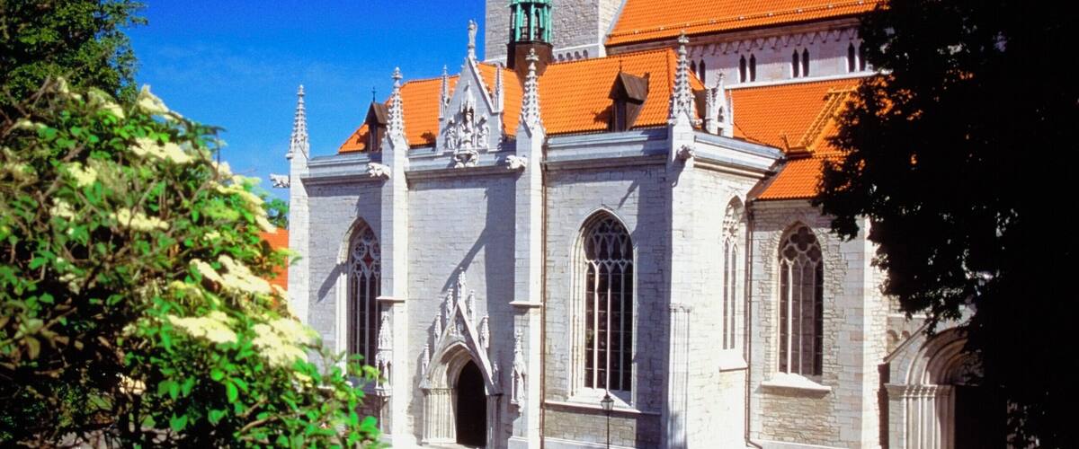 Facade of a building, Saint Mary's Church, Visby, Gotland Island, Sweden
