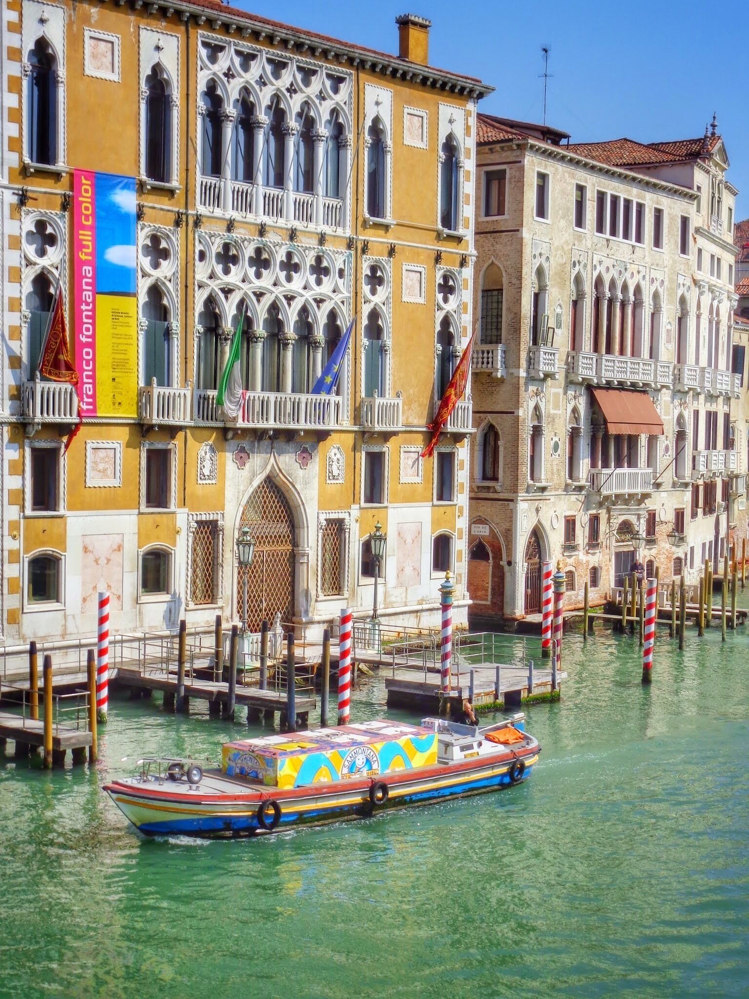 This is a view of the Grand Canal from the Ponte dell'Accademia in Venice. 