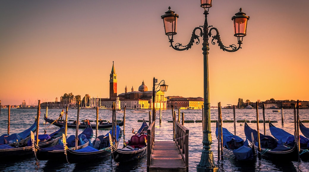 The golden glow of Venice during sunset.