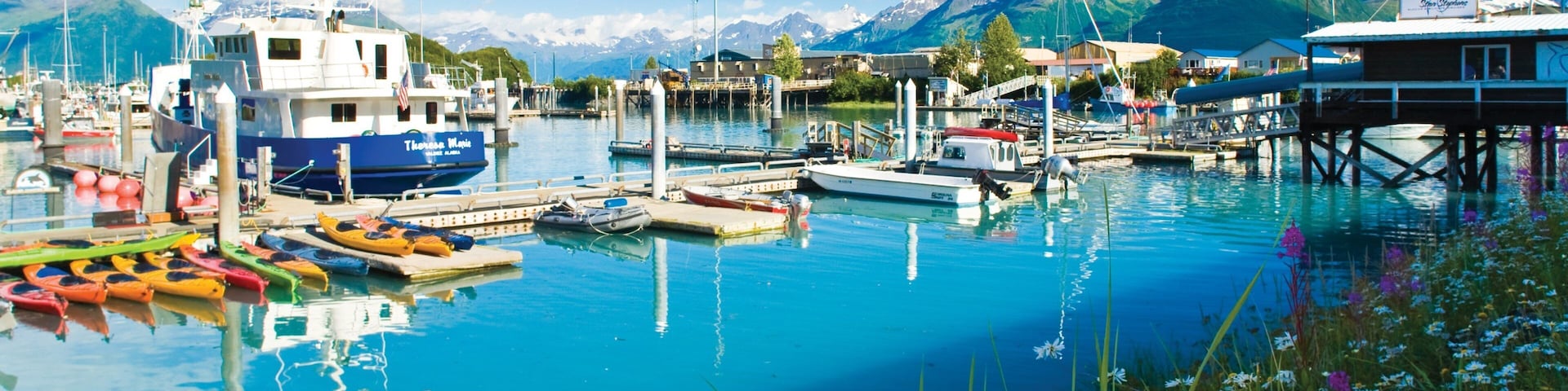 Valdez featuring boating, a marina and mountains