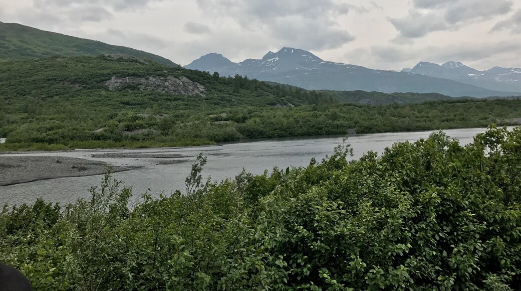 Stopping by for a great view while taking a break riding my motorcycle through Alaska this month..