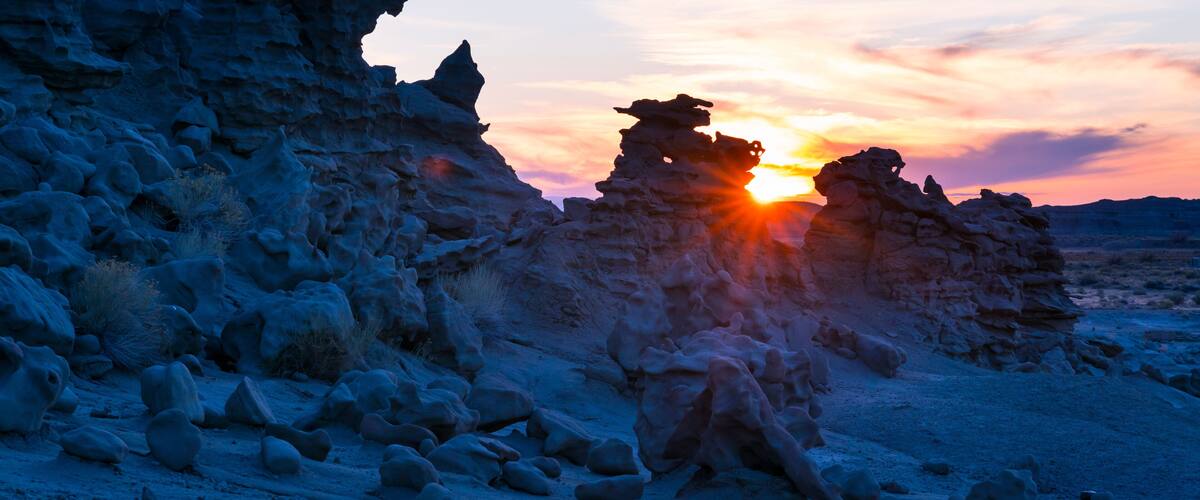 The Last Light, Eroded Sculptures, Fantasy Canyon, Vernal, Utah, Usa, America