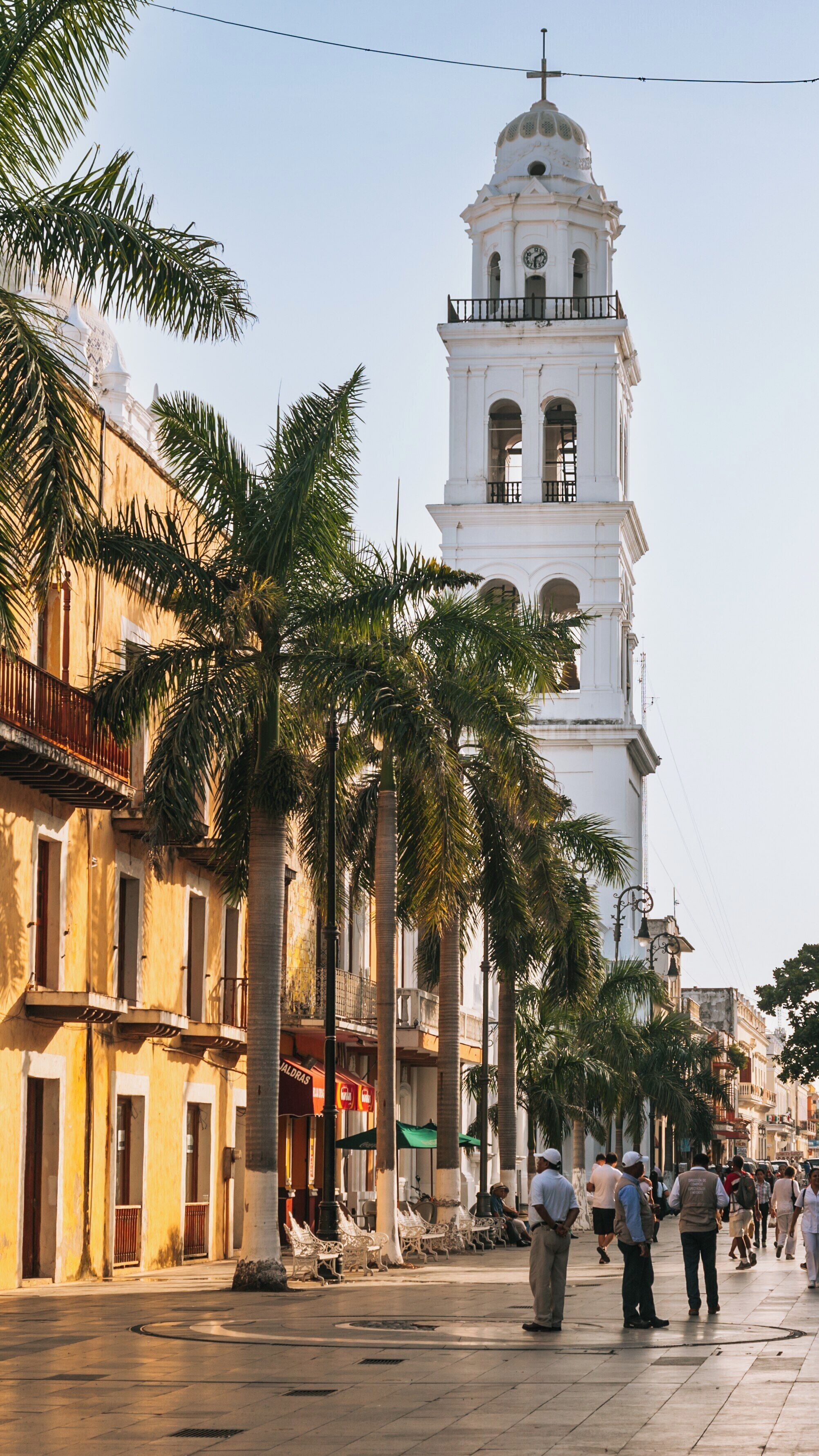 Exploring the stunning architecture of Veracruz Cathedral and Malecon under the warm sun in Veracruz, Mexico