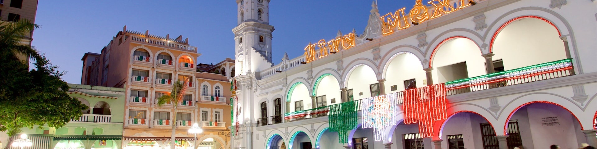 Veracruz showing night scenes and heritage elements