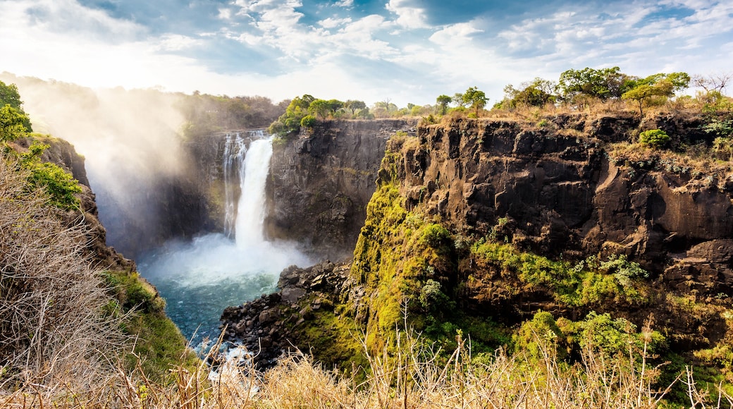 The Victoria falls is the largest curtain of water in the world (1708 meters wide). The falls and the surrounding area is the National Parks and World Heritage Site - Zambia, Zimbabwe ; Shutterstock I