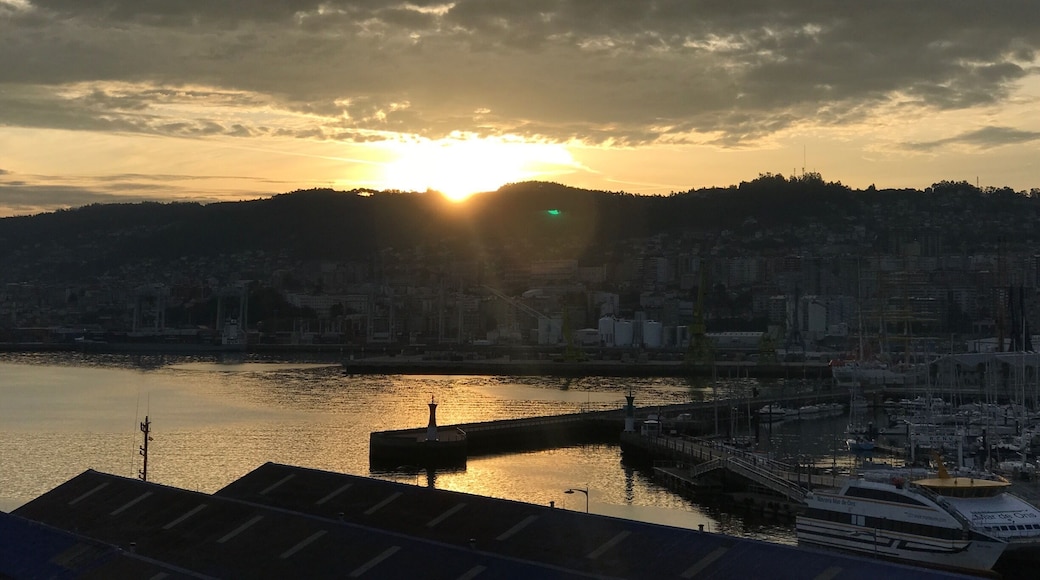 Sunrise over Vigo Harbour.