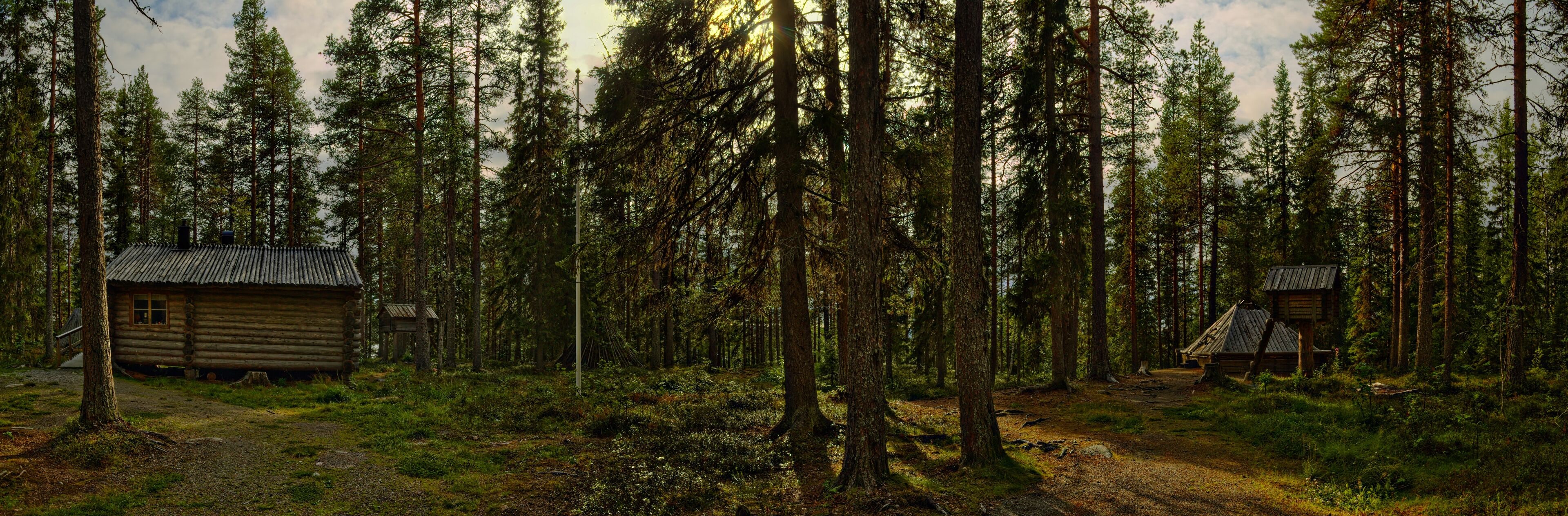 Panorama of Sami camp in Vilhelmina, Sweden