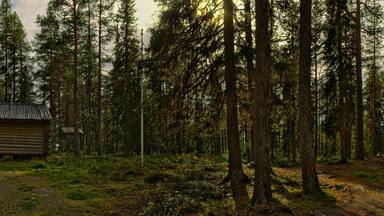 Panorama of Sami camp in Vilhelmina, Sweden
