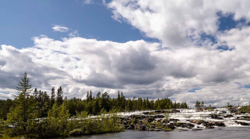 view of the Trappstegsforsarna waterfall in northern Sweden
