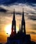 Beautiful sunset behind the gothic splendour of Vienna's Votivkirche