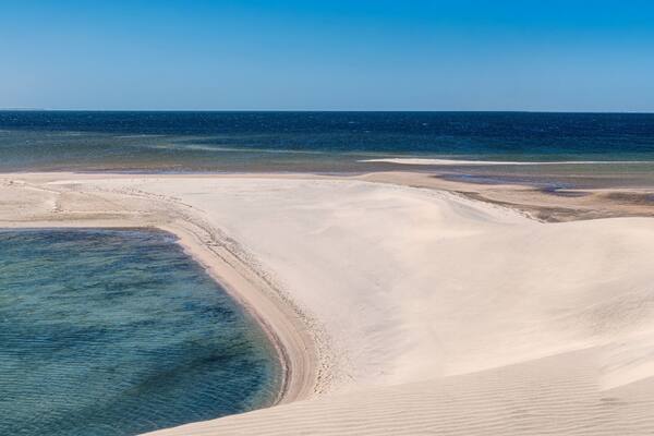 famous white dune in dakhla in the desert in the south of moroccod image