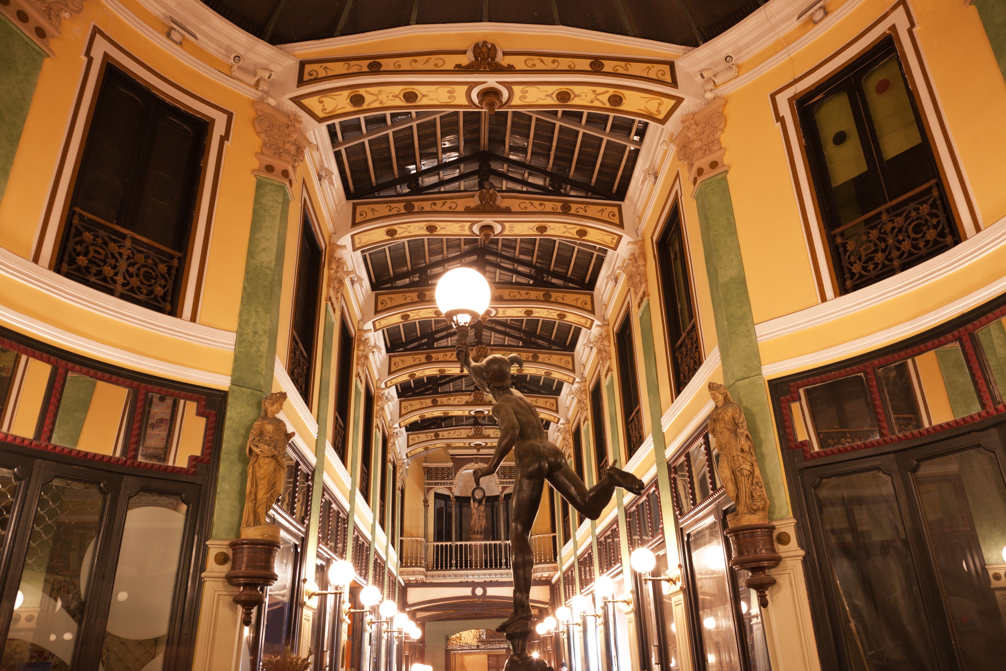 Pasaje Gutierrez of Valladolid at night, Spain. Built 1882