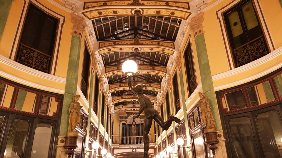Pasaje Gutierrez of Valladolid at night, Spain. Built 1882