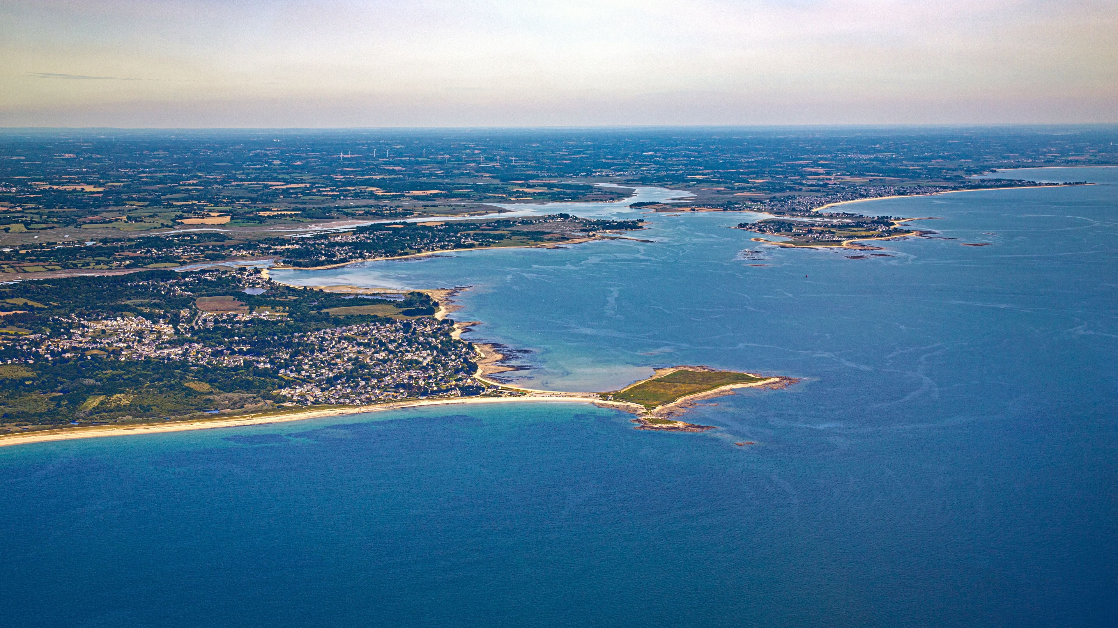 Golfe du morbihan, Morbihan golfe and Quiberon in french britanny from aerial view