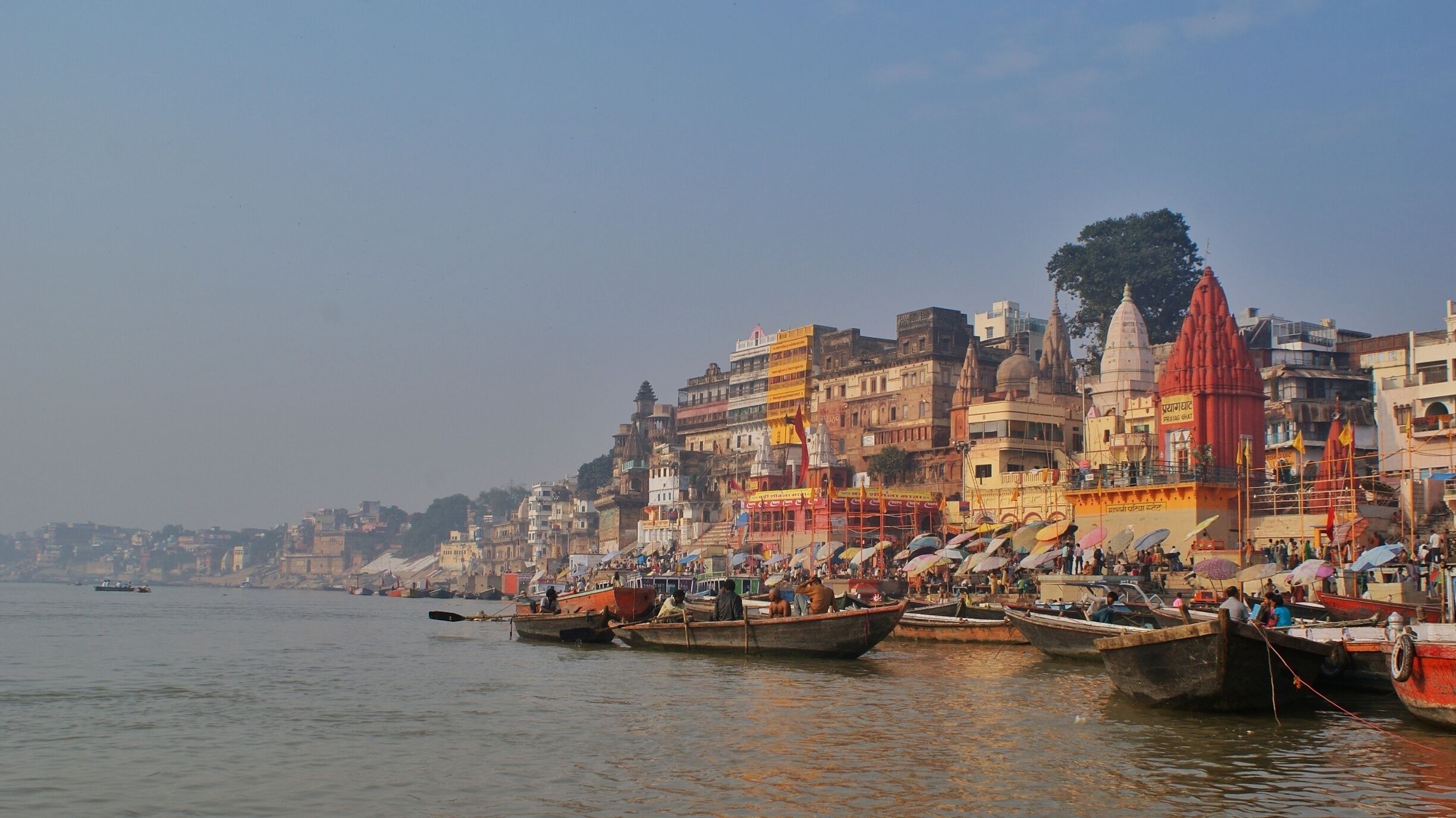 Early morning boat ride along the Ganges River in Varanasi, India. As with most Indian cities, this one is full of tight streets, hidden alley ways and of course, monkeys. The Ganges provides a little breathing room from the congested city streets in theory, but the river in lined with "burning ghats" where people are constantly being cremated. Varanasi is an extremely holy city and many believe its good luck to die and/or be cremated in this city. Ashes are then placed in the Ganges River, which also holds high religious significance. #UrbanJungle 