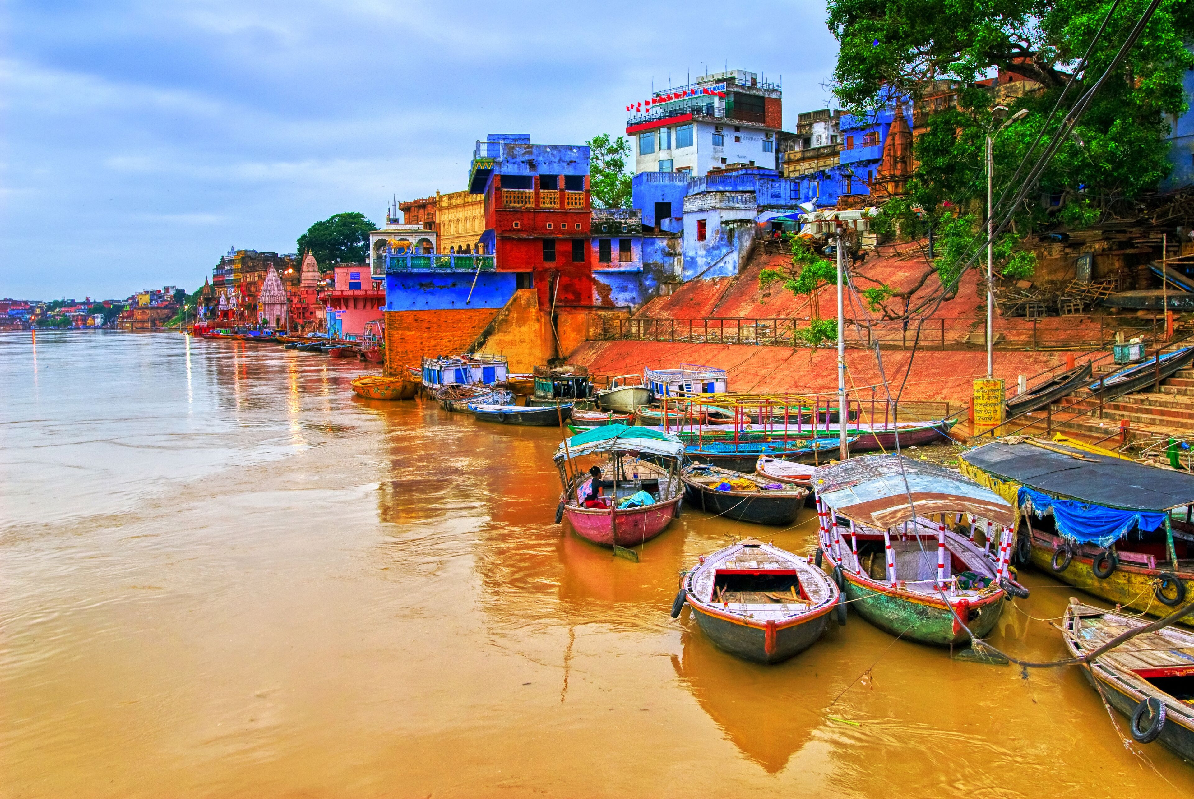 View of Varanasi on river Ganges, India