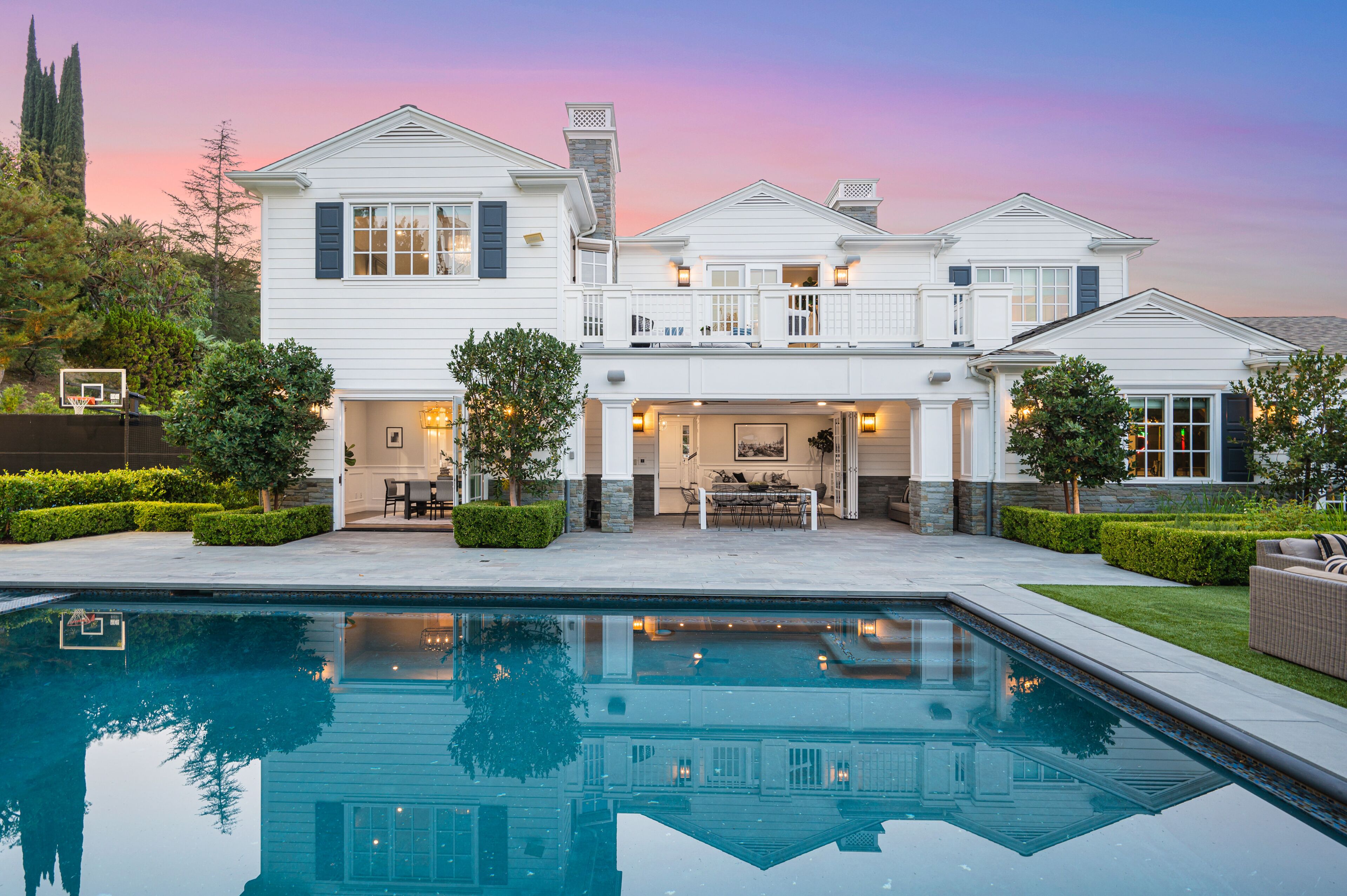 Pool in a new construction home in Encino, California