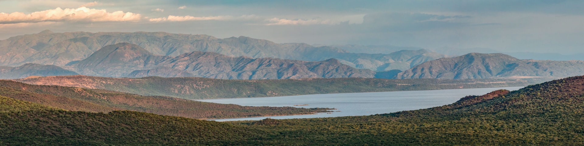panorama of Chamo Lake natural biotope, landscape in the Southern Nations, Nationalities, and Peoples Region of southern Ethiopia. Africa Wilderness