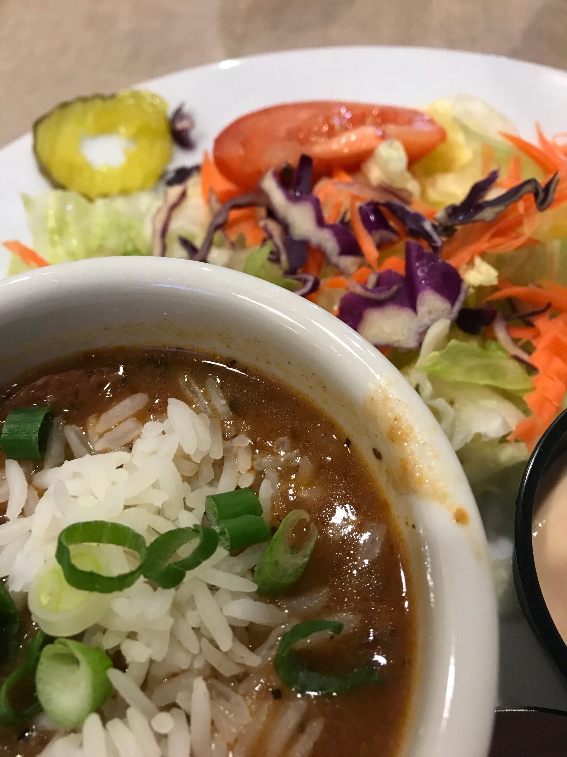 Lunch salad and gumbo